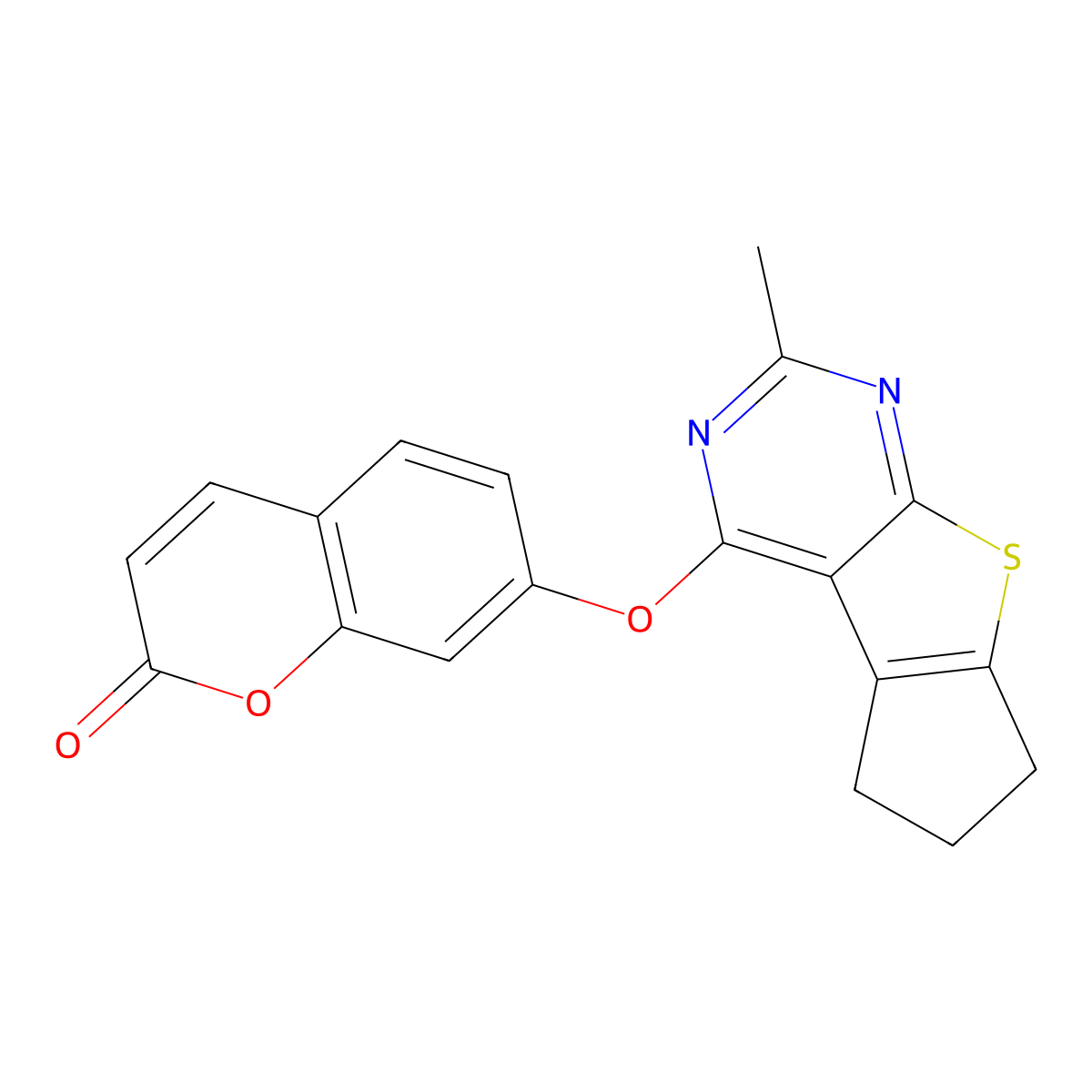 7-[(2-methyl-6,7-dihydro-5H-cyclopenta[4,5]thieno[2,3-d]pyrimidin-4-yl)oxy]-2H-chromen-2-one molecular structure, CAS 314260-76-9