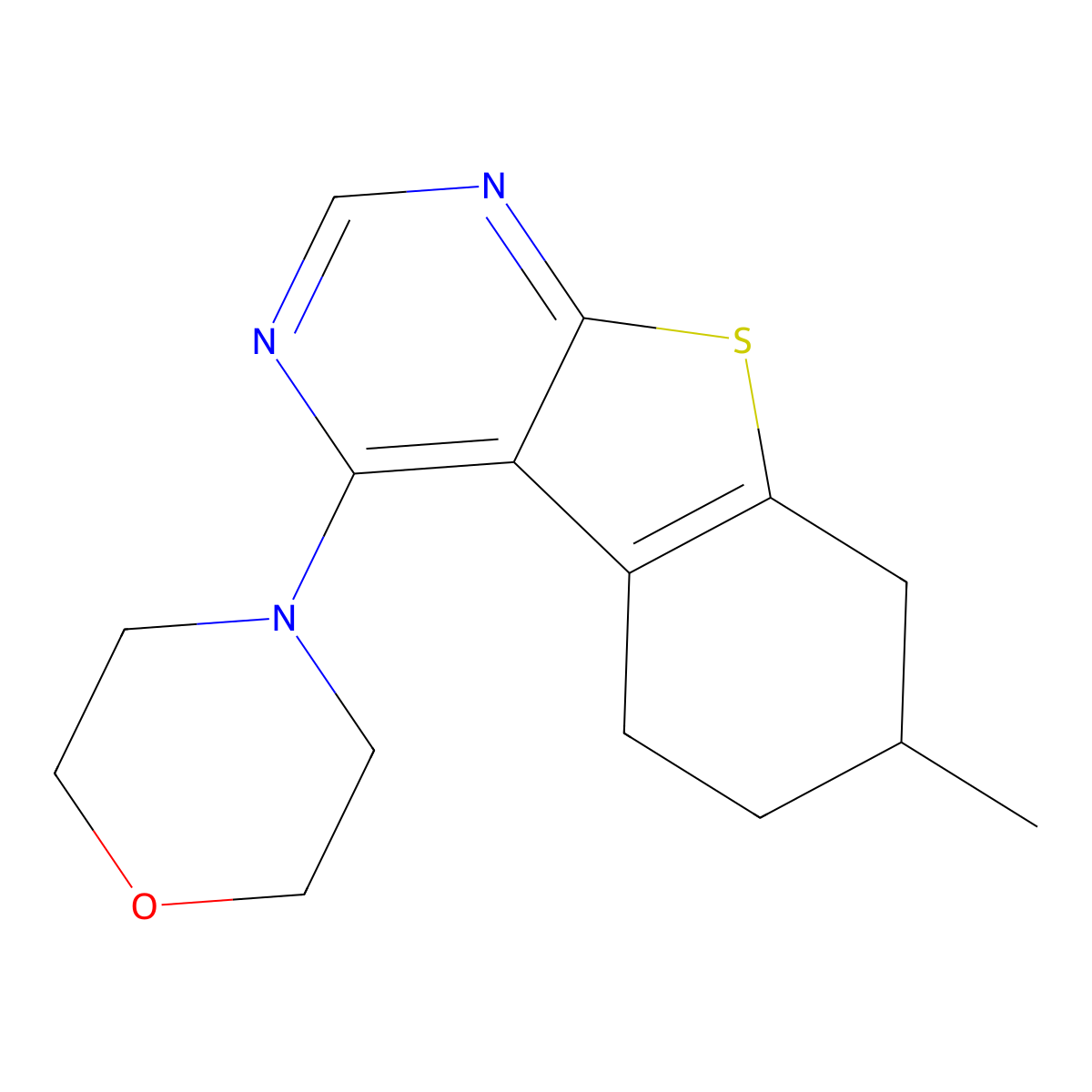 4-(7-Methyl-5,6,7,8-tetrahydro-[1]benzothiolo[2,3-d]pyrimidin-4-yl)morpholine molecular structure, CAS 314260-77-0