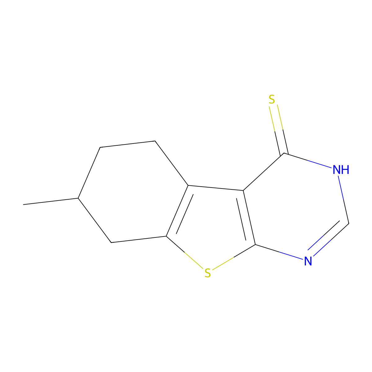 7-methyl-5,6,7,8-tetrahydro[1]benzothieno[2,3-d]pyrimidine-4(3H)-thione molecular structure, CAS 314260-78-1