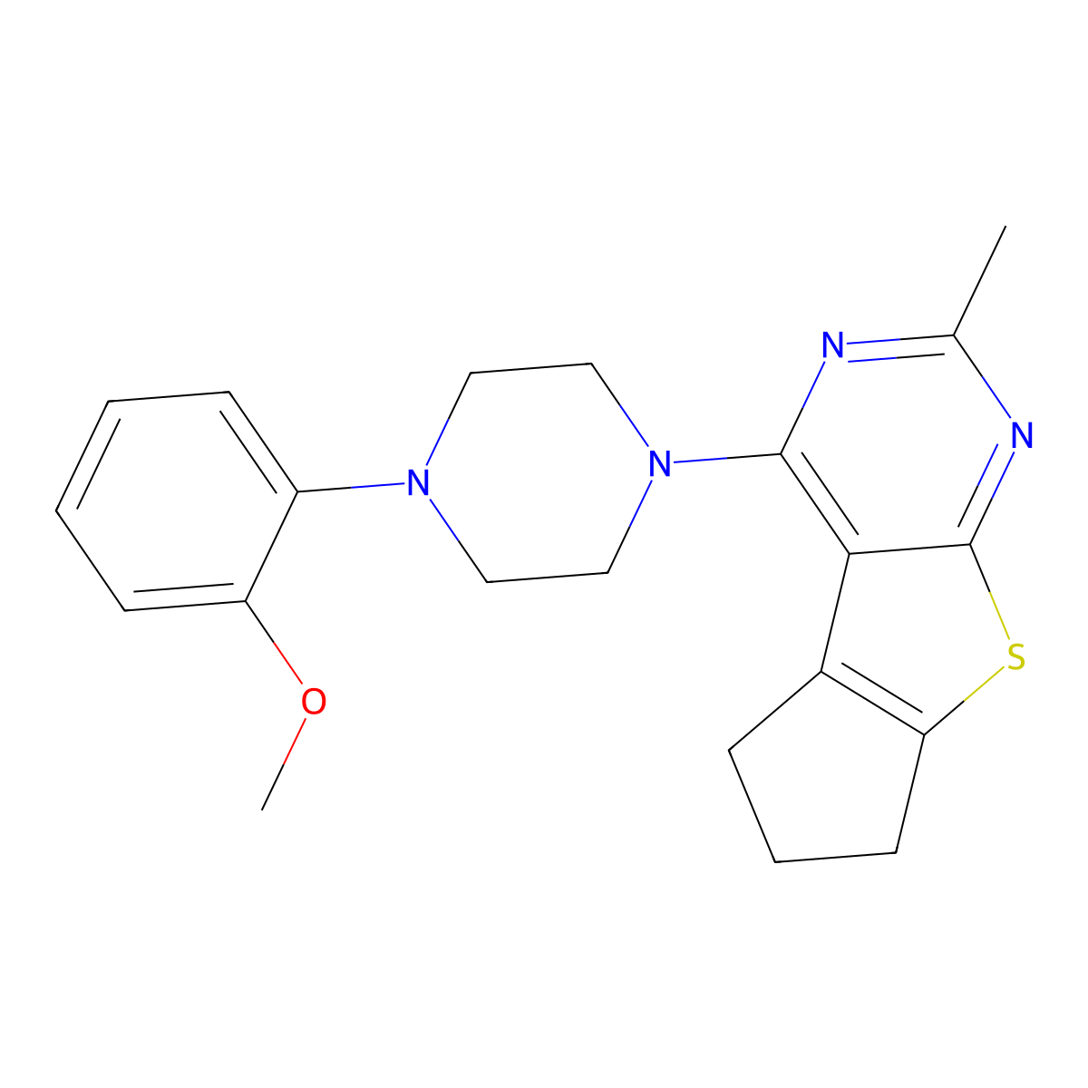 12-[4-(2-Methoxyphenyl)piperazin-1-yl]-10-methyl-7-thia-9,11-diazatricyclo[6.4.0.0^{2,6}]dodeca-1(8),2(6),9,11-tetraene molecular structure, CAS 314260-81-6