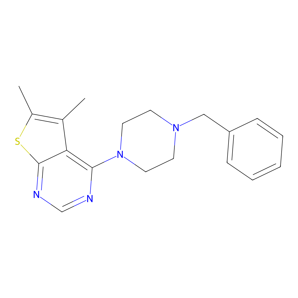 4-(4-Benzylpiperazin-1-yl)-5,6-dimethylthieno[2,3-d]pyrimidine molecular structure, CAS 314260-82-7