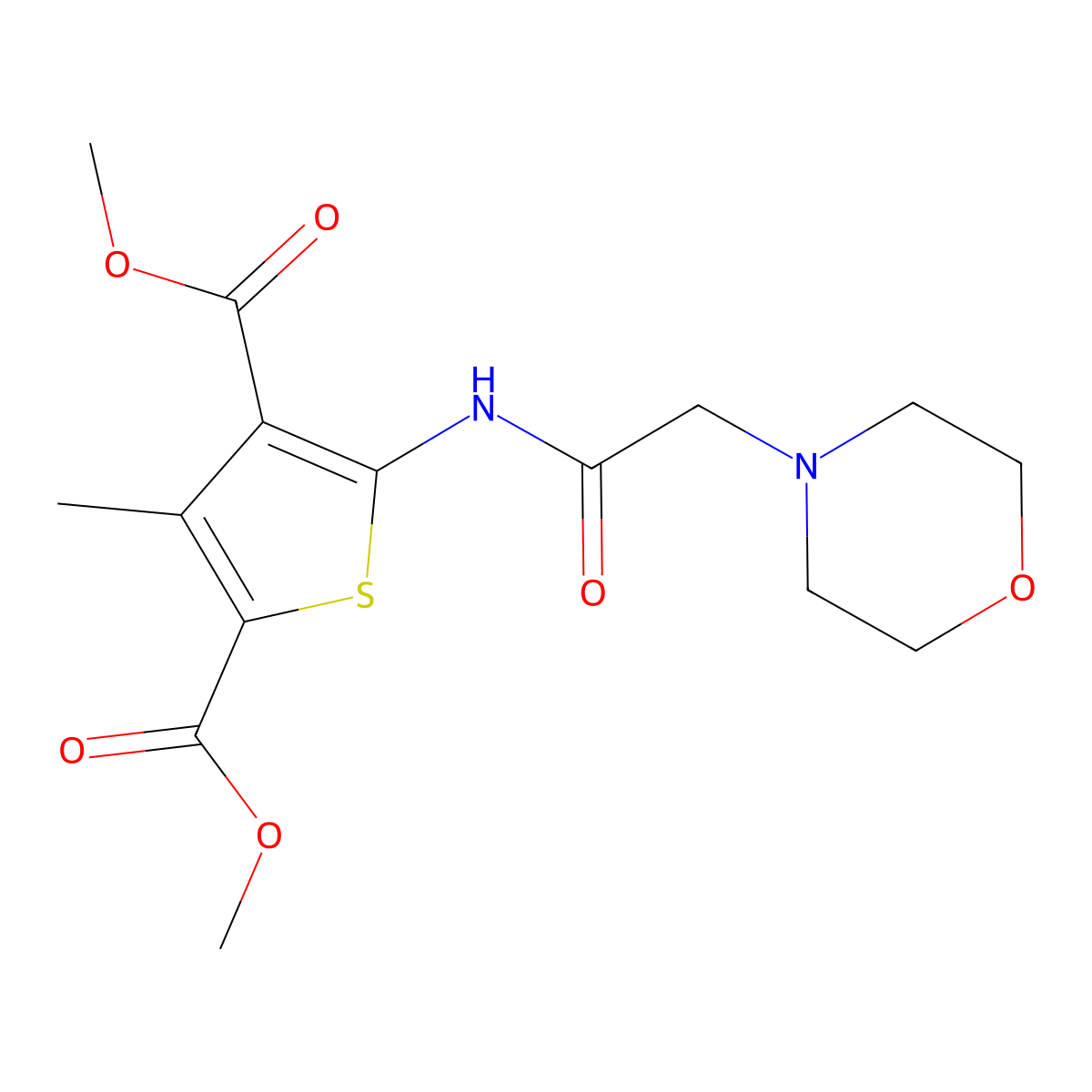 Dimethyl 3-methyl-5-[(morpholin-4-ylacetyl)amino]thiophene-2,4-dicarboxylate molecular structure, CAS 314260-98-5