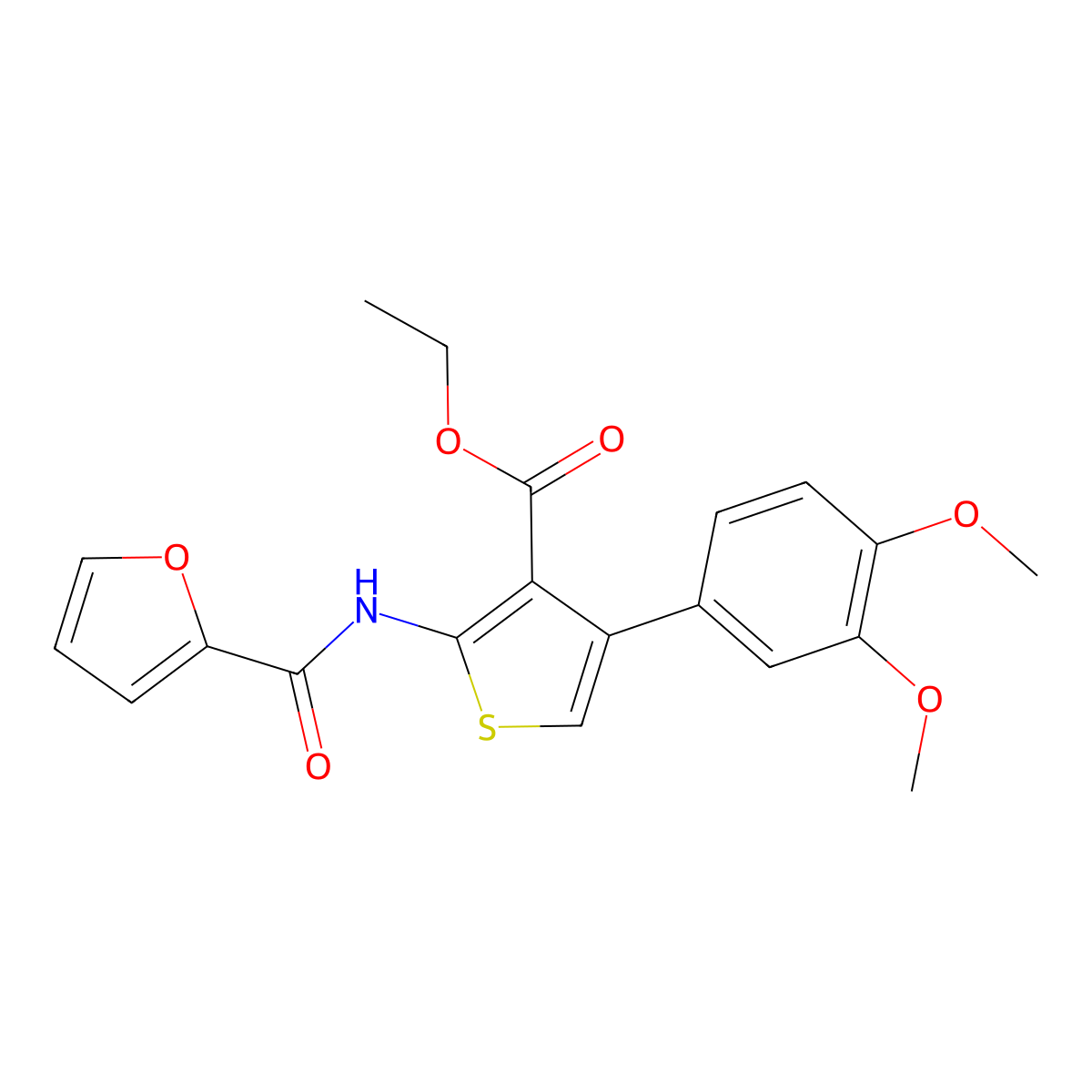 Ethyl 4-(3,4-dimethoxyphenyl)-2-(2-furoylamino)-3-thiophenecarboxylate molecular structure, CAS 314261-04-6