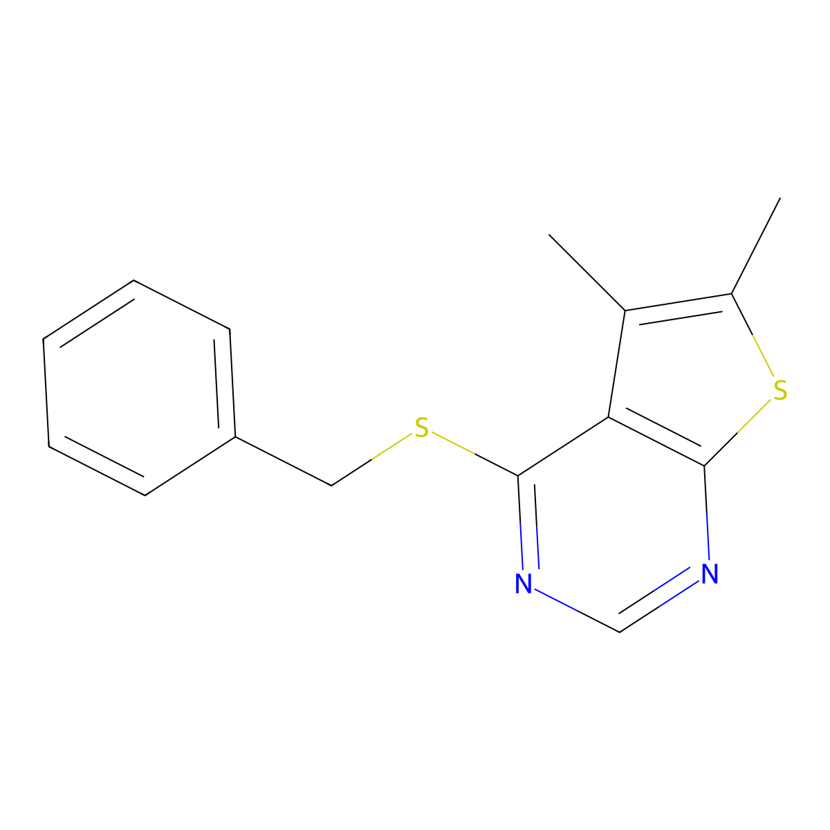 4-(Benzylsulfanyl)-5,6-dimethylthieno[2,3-d]pyrimidine molecular structure, CAS 314261-05-7