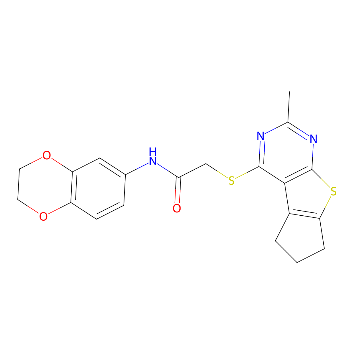 N-(2,3-dihydro-1,4-benzodioxin-6-yl)-2-({10-methyl-7-thia-9,11-diazatricyclo[6.4.0.0^{2,6}]dodeca-1(8),2(6),9,11-tetraen-12-yl}sulfanyl)acetamide molecular structure, CAS 314261-21-7