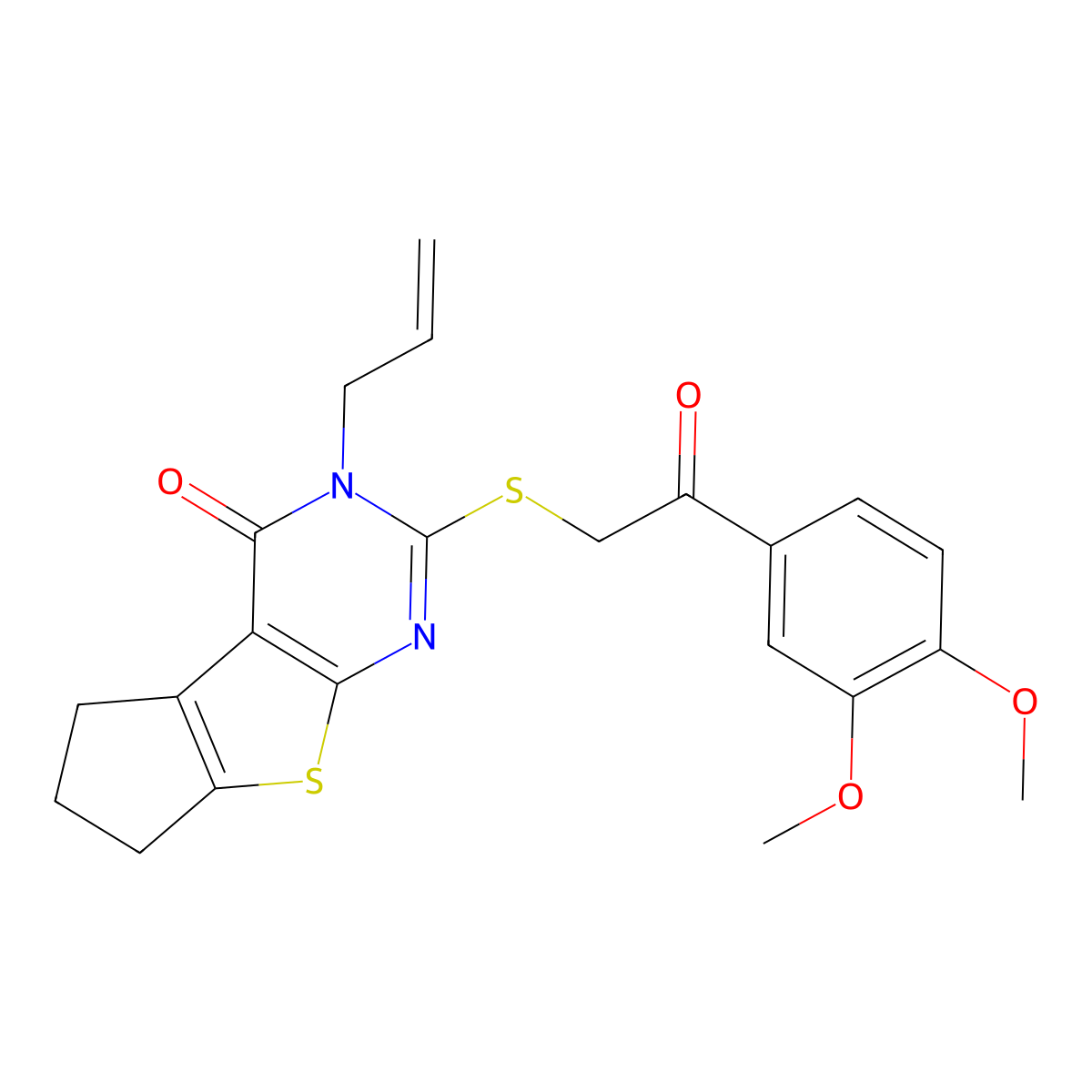 10-{[2-(3,4-Dimethoxyphenyl)-2-oxoethyl]sulfanyl}-11-(prop-2-en-1-yl)-7-thia-9,11-diazatricyclo[6.4.0.0^{2,6}]dodeca-1(8),2(6),9-trien-12-one molecular structure, CAS 314261-34-2