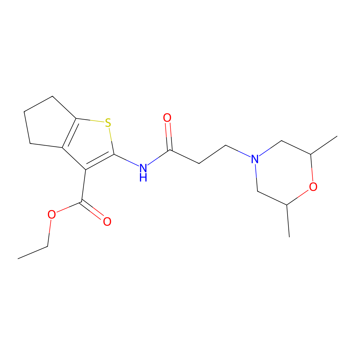 ethyl 2-[3-(2,6-dimethylmorpholin-4-yl)propanamido]-4H,5H,6H-cyclopenta[b]thiophene-3-carboxylate molecular structure, CAS 314261-37-5