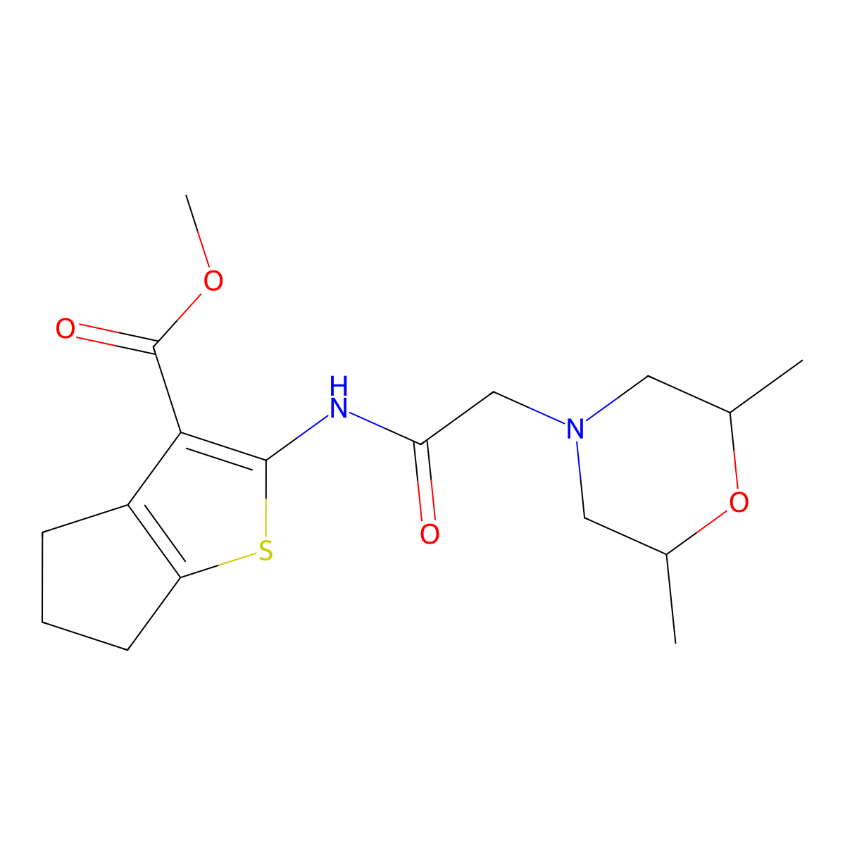 methyl 2-(2-(2,6-dimethylmorpholino)acetamido)-5,6-dihydro-4H-cyclopenta[b]thiophene-3-carboxylate molecular structure, CAS 314261-43-3