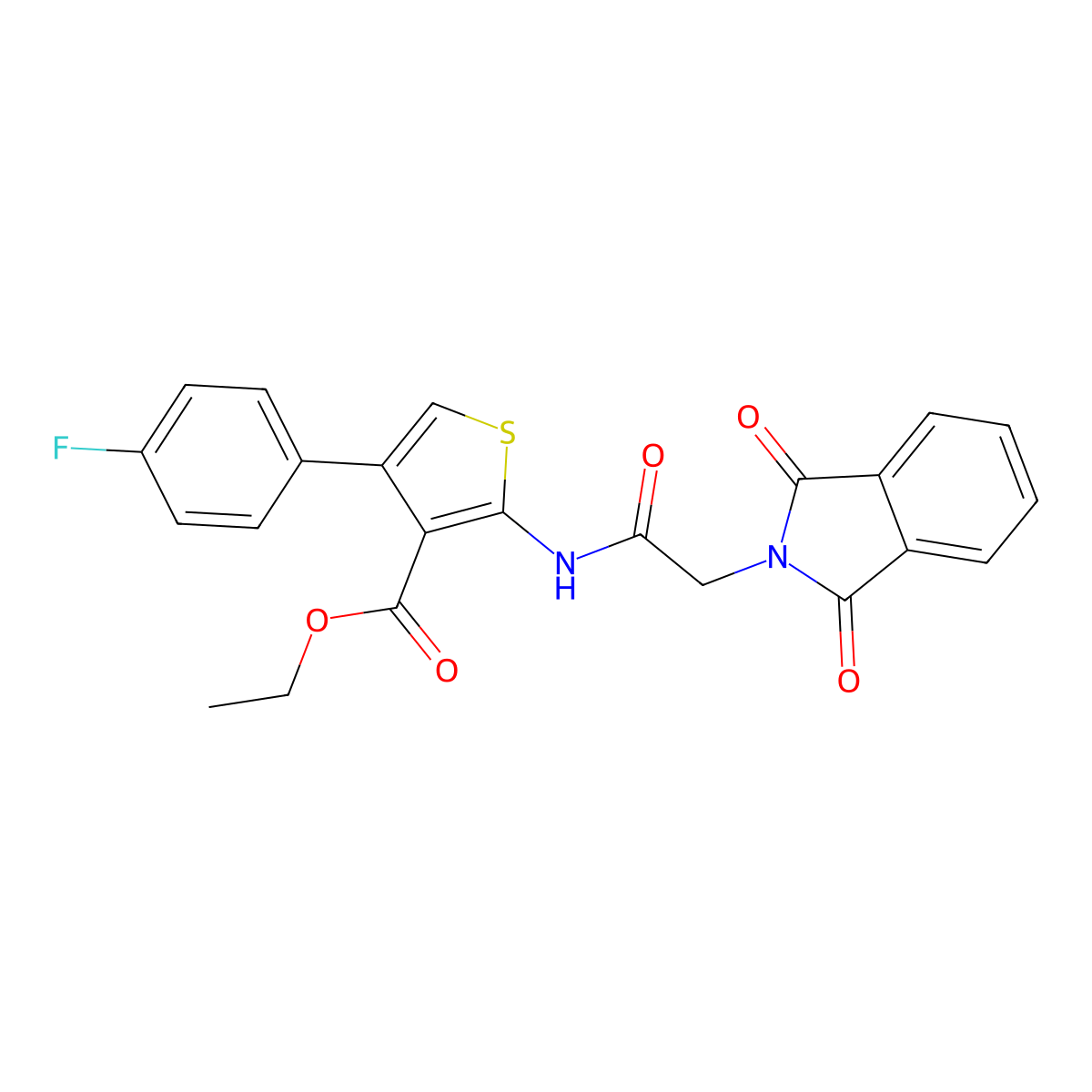 Ethyl 2-[[2-(1,3-dioxoisoindol-2-yl)acetyl]amino]-4-(4-fluorophenyl)thiophene-3-carboxylate molecular structure, CAS 314261-51-3