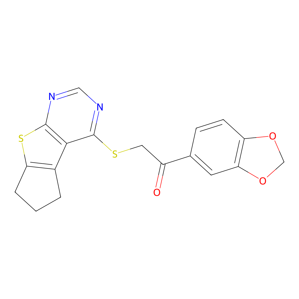 1-(2H-1,3-benzodioxol-5-yl)-2-{7-thia-9,11-diazatricyclo[6.4.0.0^{2,6}]dodeca-1(8),2(6),9,11-tetraen-12-ylsulfanyl}ethan-1-one molecular structure, CAS 314261-65-9