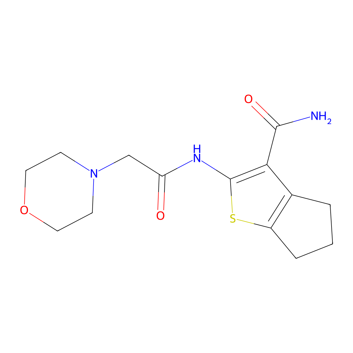 2-(2-morpholinoacetamido)-5,6-dihydro-4H-cyclopenta[b]thiophene-3-carboxamide molecular structure, CAS 314261-69-3