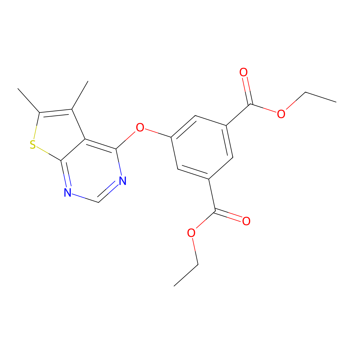 Diethyl 5-[(5,6-dimethylthieno[2,3-d]pyrimidin-4-yl)oxy]benzene-1,3-dicarboxylate molecular structure, CAS 314261-78-4