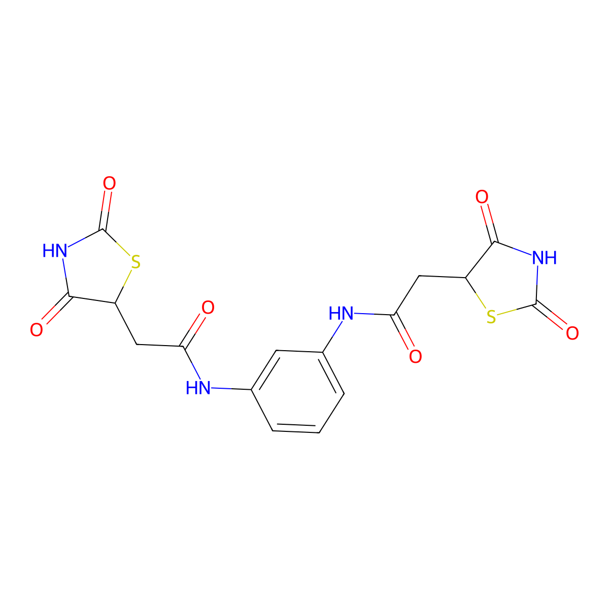 N,N'-benzene-1,3-diylbis[2-(2,4-dioxo-1,3-thiazolidin-5-yl)acetamide] molecular structure, CAS 314261-93-3
