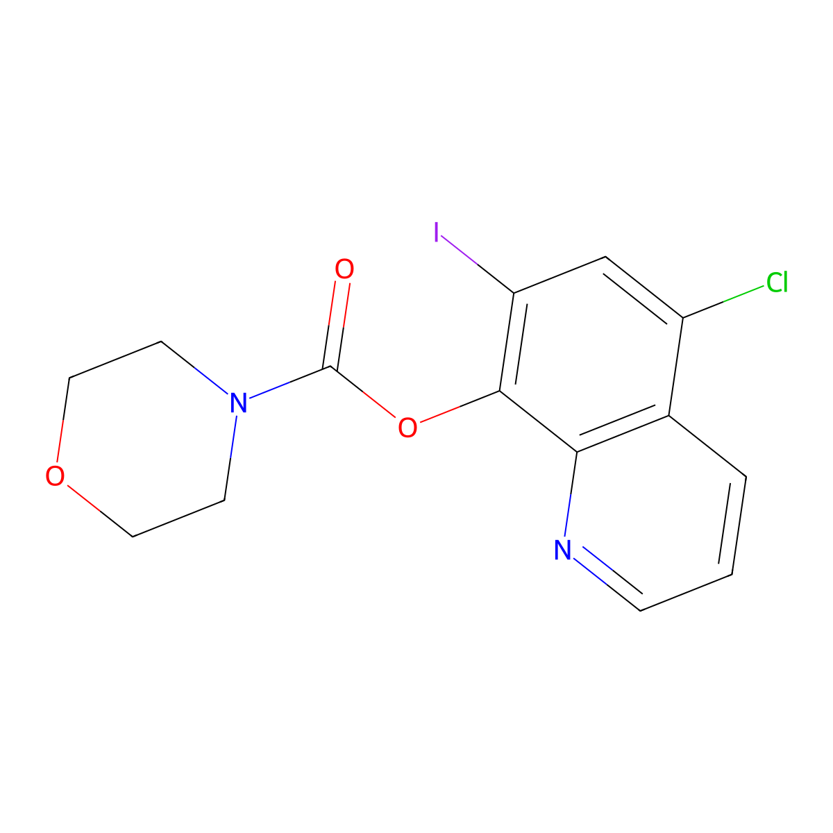 Morpholine-4-carboxylic acid 5-chloro-7-iodo-quinolin-8-yl ester molecular structure, CAS 314262-07-2