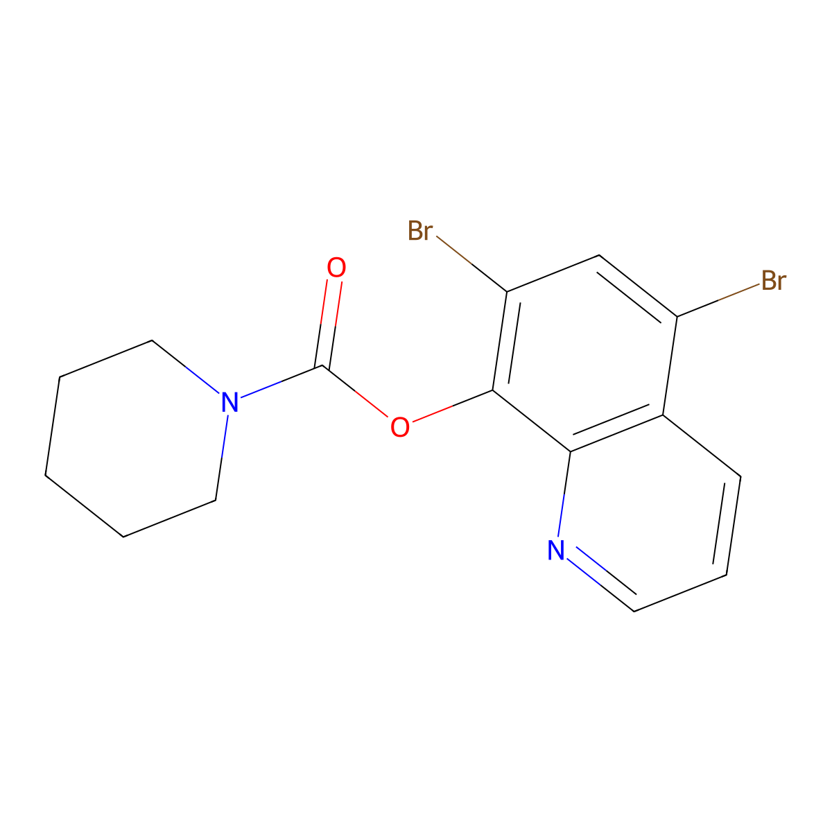 5,7-Dibromoquinolin-8-yl piperidine-1-carboxylate molecular structure, CAS 314262-10-7
