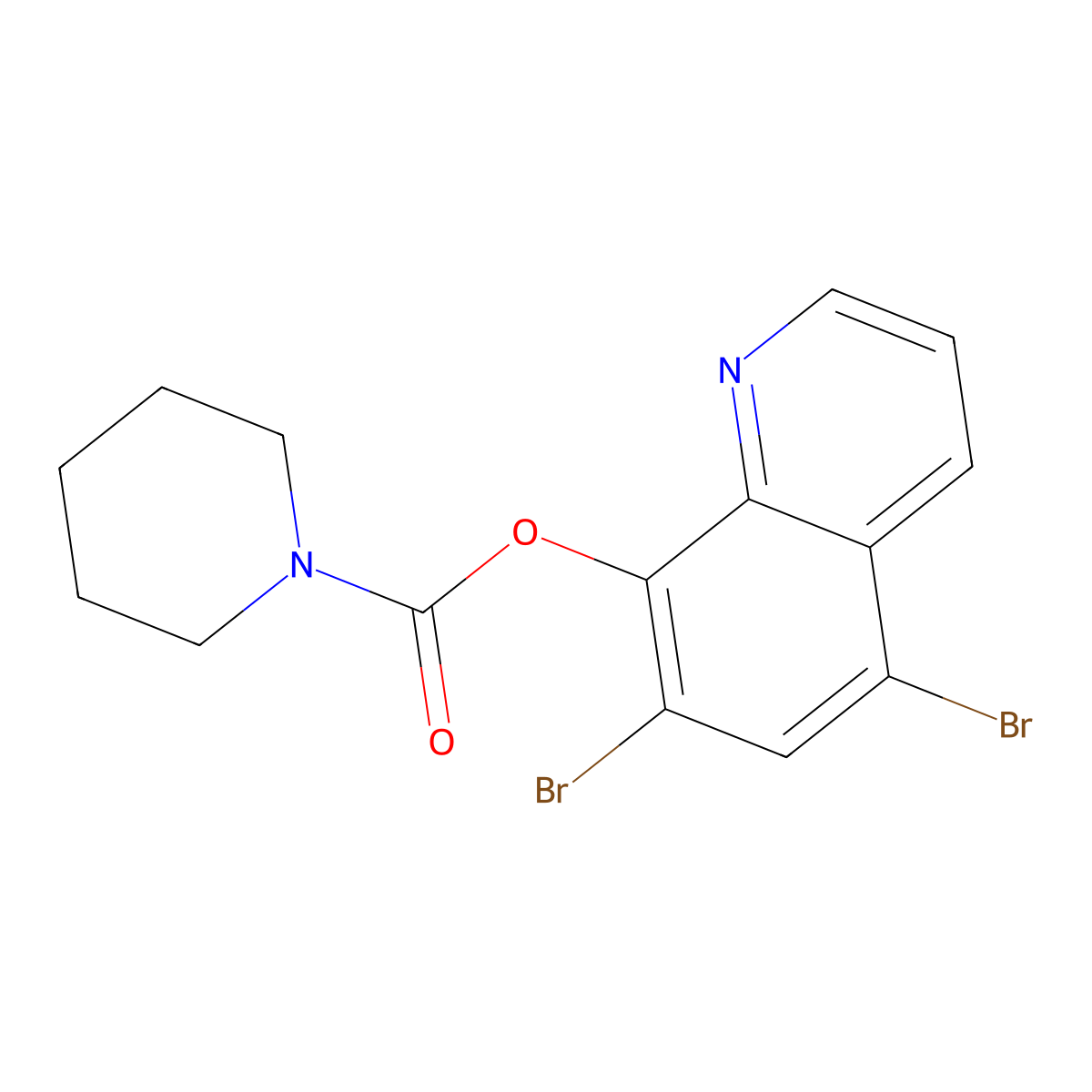 5,7-Dibromoquinolin-8-yl piperidine-1-carboxylate molecular structure, CAS 314262-10-7