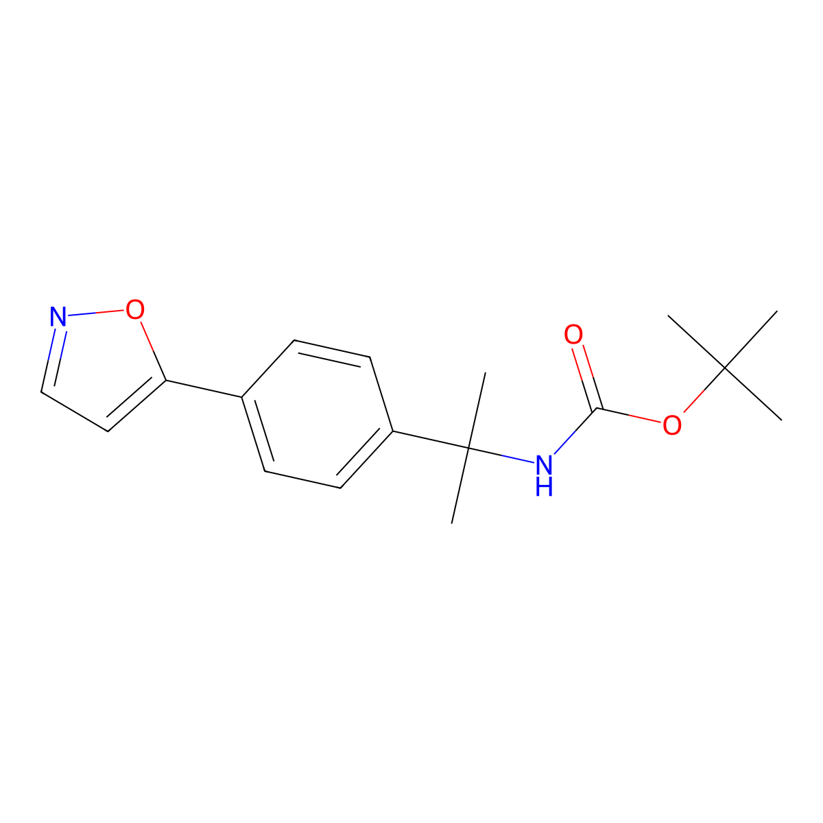 tert-butyl N-(2-(4-(1,2-oxazol-5-yl)phenyl)propan-2-yl)carbamate molecular structure, CAS 314268-43-4