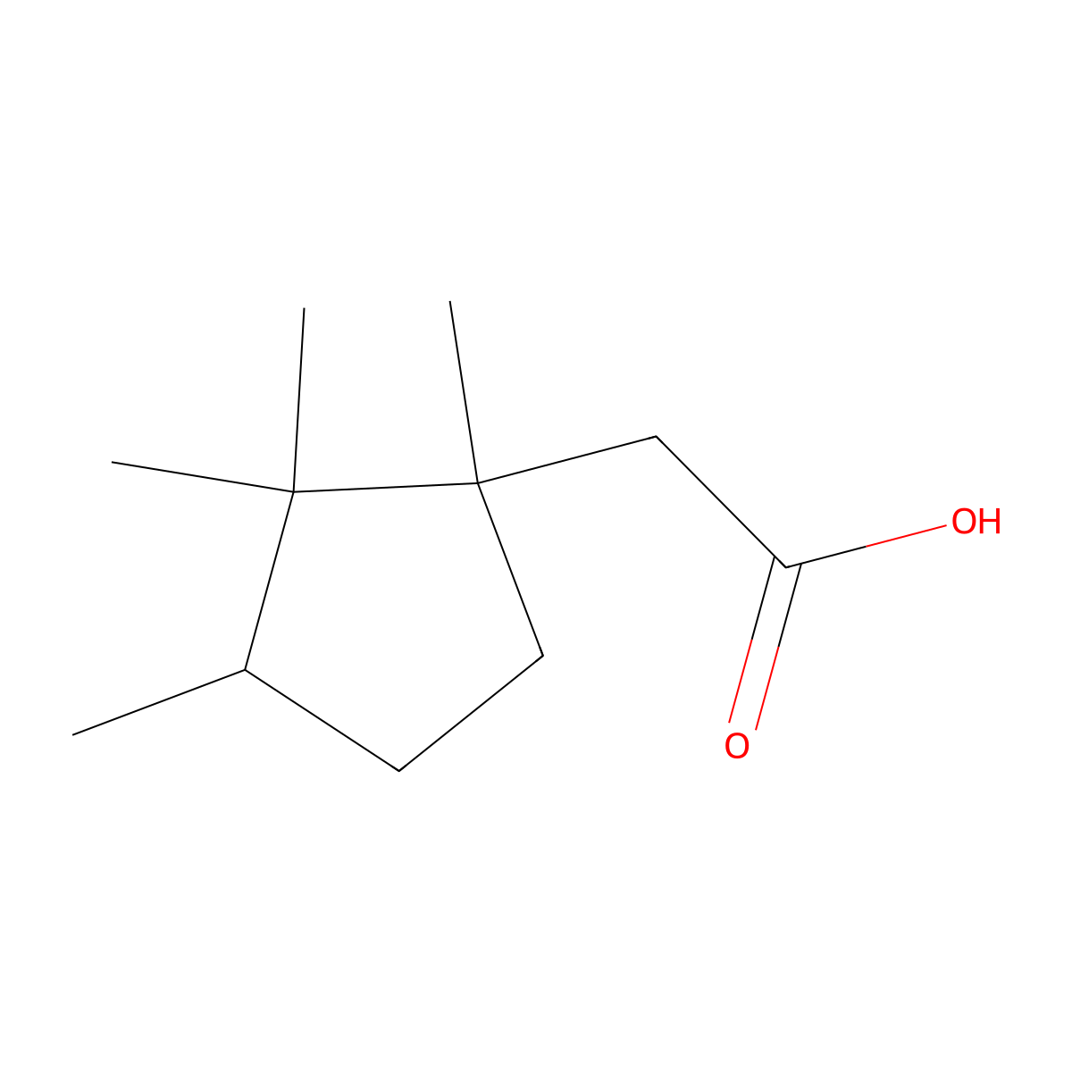 2-((1S,3S)-1,2,2,3-Tetramethylcyclopentyl)acetic acid molecular structure, CAS 314271-67-5