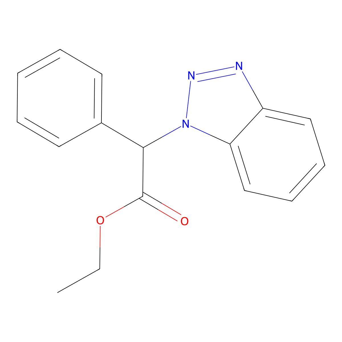 Ethyl 2-(1H-1,2,3-benzotriazol-1-yl)-2-phenylacetate molecular structure, CAS 314272-26-9