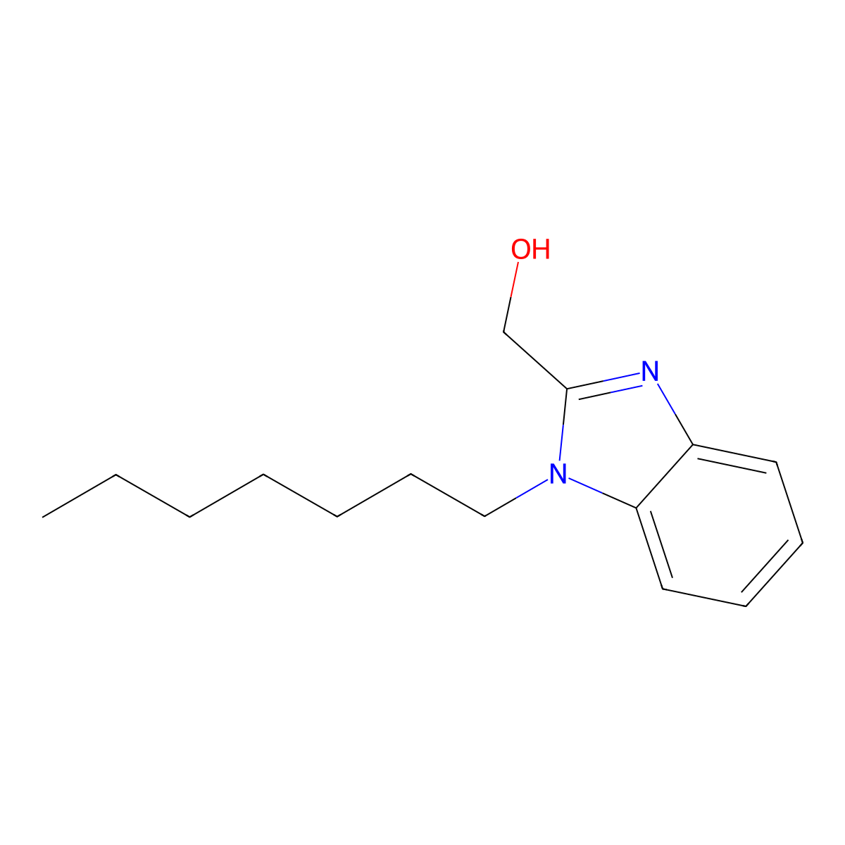 (1-heptyl-1H-benzimidazol-2-yl)methanol molecular structure, CAS 314272-60-1