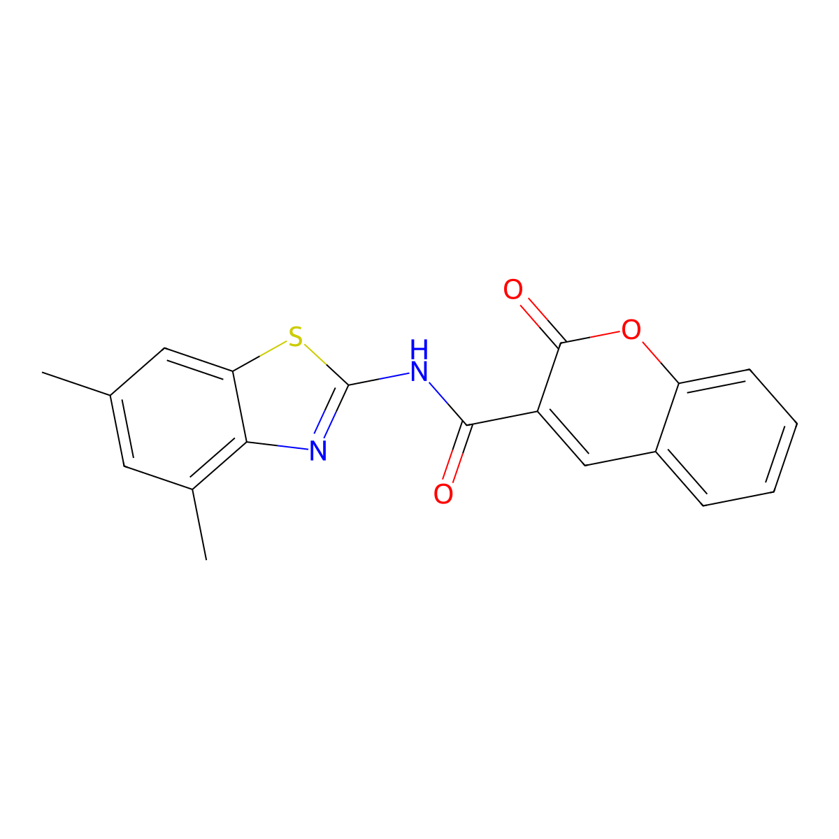 N-(4,6-dimethylbenzo[d]thiazol-2-yl)-2-oxo-2H-chromene-3-carboxamide molecular structure, CAS 314275-35-9