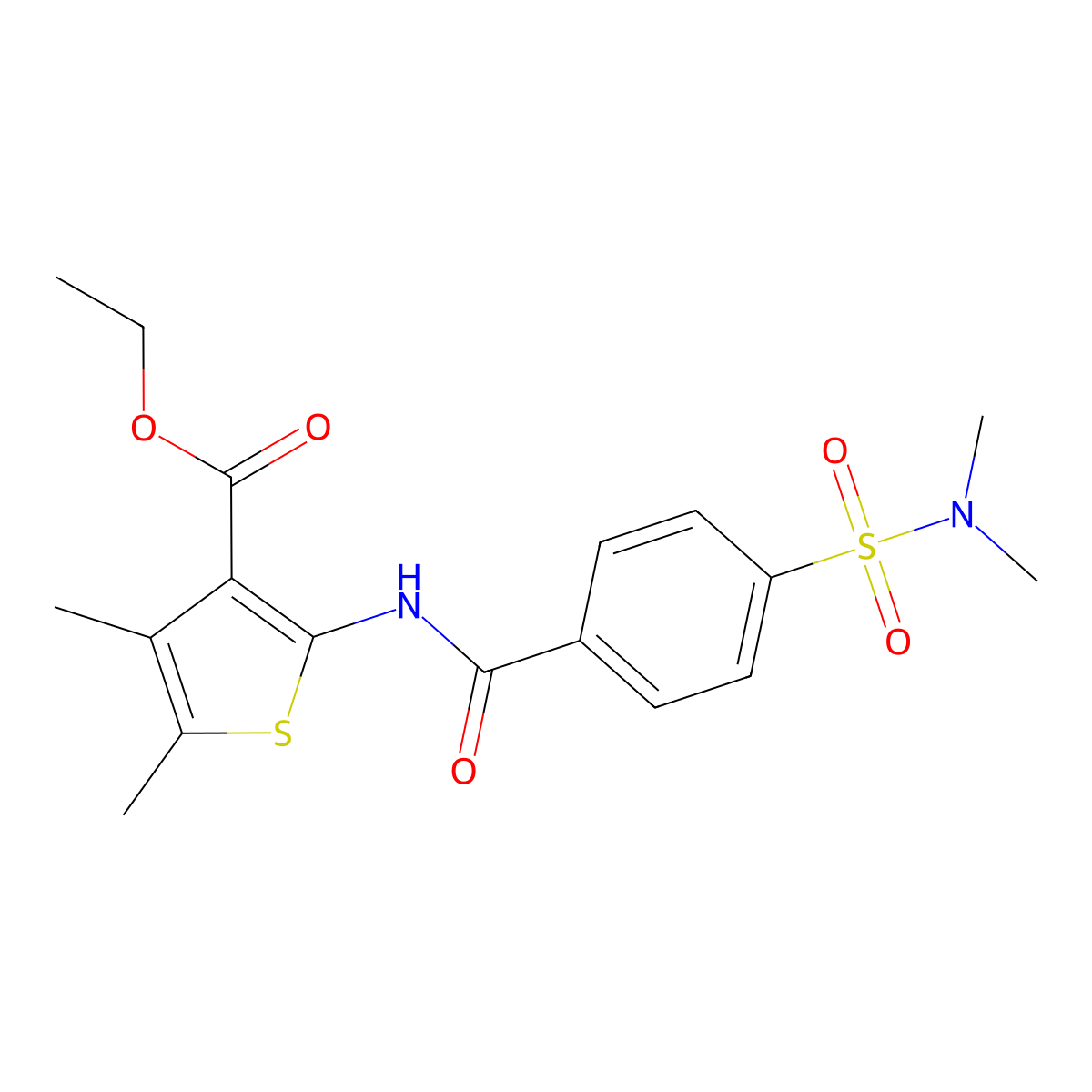 Ethyl 2-[4-(dimethylsulfamoyl)benzamido]-4,5-dimethylthiophene-3-carboxylate molecular structure, CAS 314275-36-0