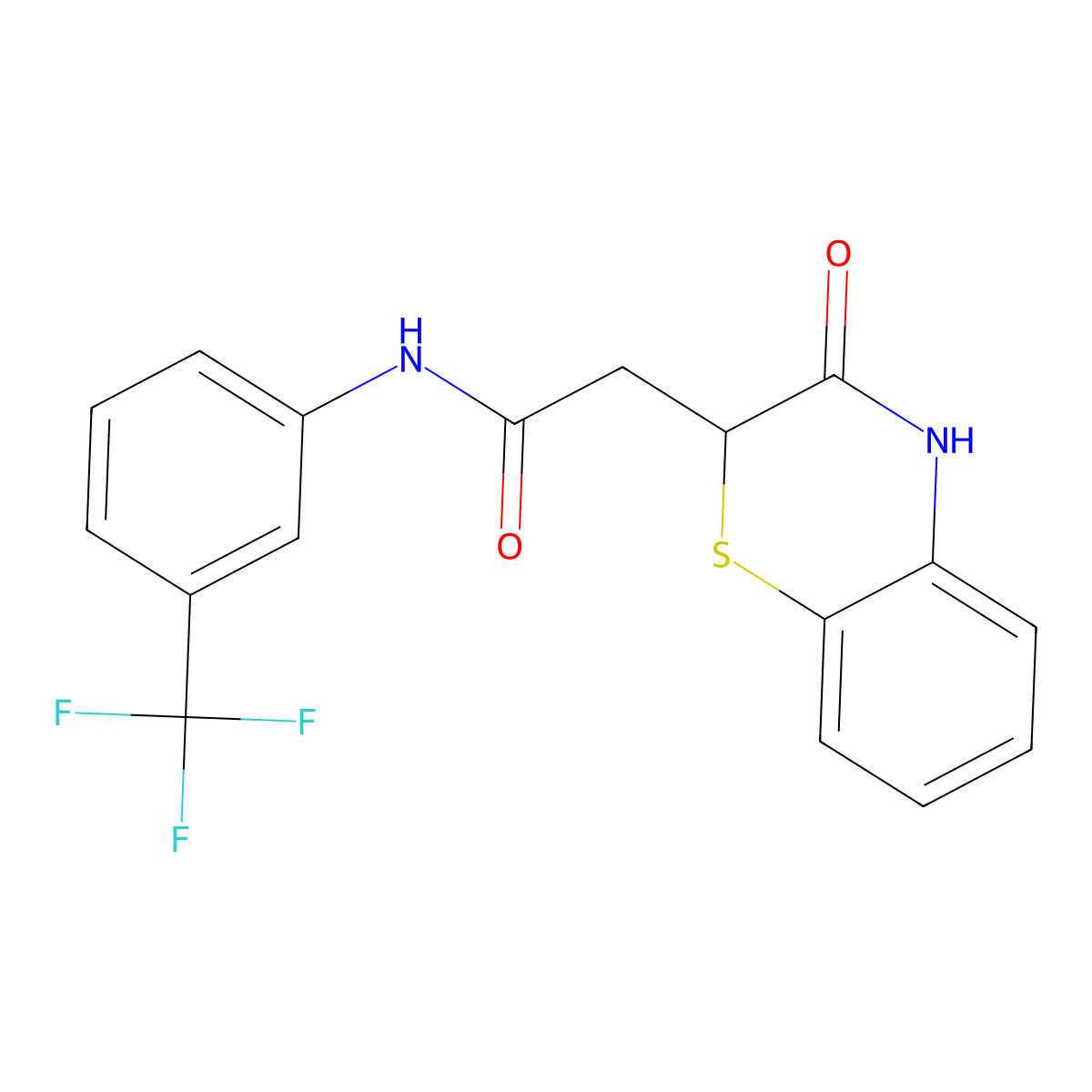 2-(3-oxo-3,4-dihydro-2H-1,4-benzothiazin-2-yl)-N-[3-(trifluoromethyl)phenyl]acetamide molecular structure, CAS 314278-89-2