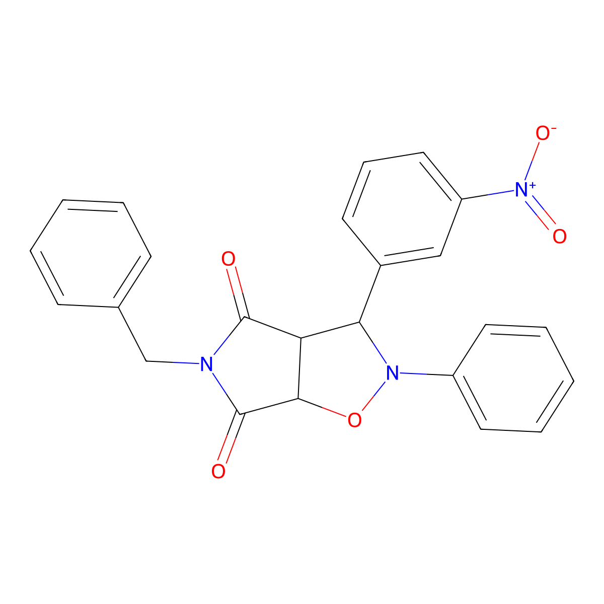 5-benzyl-3-(3-nitrophenyl)-2-phenyldihydro-2H-pyrrolo[3,4-d]isoxazole-4,6(5H,6aH)-dione molecular structure, CAS 314278-99-4