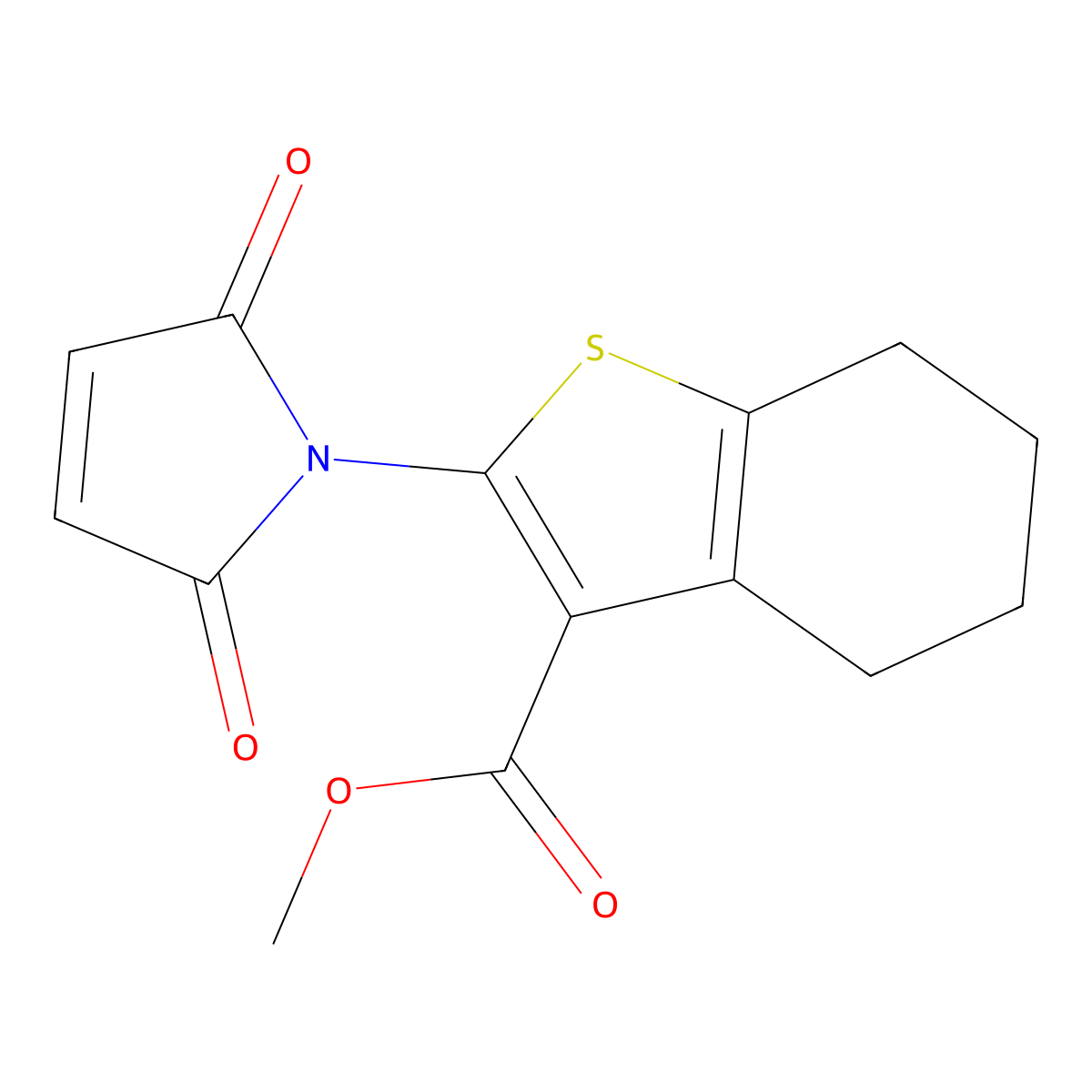Methyl 2-(2,5-dioxo-2,5-dihydro-1H-pyrrol-1-yl)-4,5,6,7-tetrahydro-1-benzothiophene-3-carboxylate molecular structure, CAS 314279-09-9