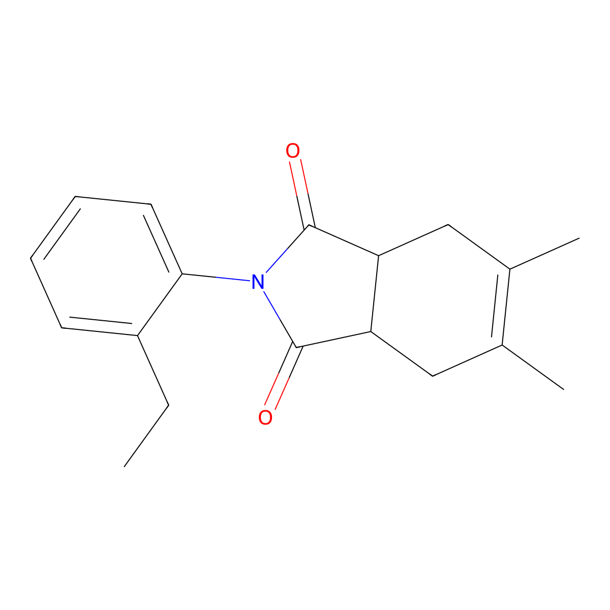 2-(2-ethylphenyl)-5,6-dimethyl-3a,4,7,7a-tetrahydro-1H-isoindole-1,3(2H)-dione molecular structure, CAS 314279-12-4