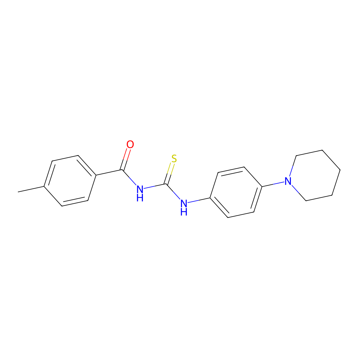 4-methyl-N-((4-(piperidin-1-yl)phenyl)carbamothioyl)benzamide molecular structure, CAS 314279-16-8