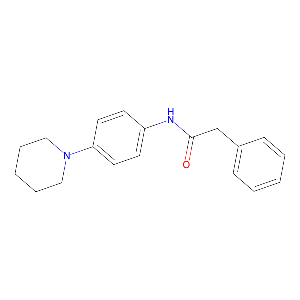 2-phenyl-N-(4-piperidin-1-ylphenyl)acetamide molecular structure, CAS 314279-17-9