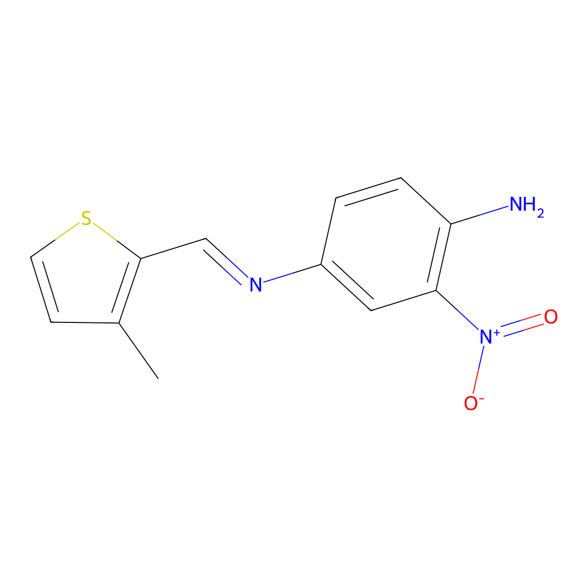 4-[(3-Methylthiophen-2-yl)methylideneamino]-2-nitroaniline molecular structure, CAS 314279-23-7