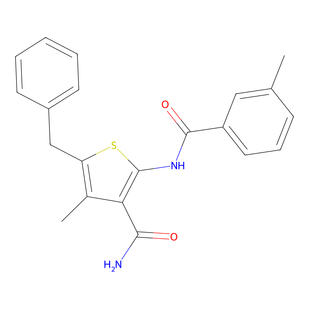 5-Benzyl-4-methyl-2-[(3-methylbenzoyl)amino]-3-thiophenecarboxamide molecular structure, CAS 314282-04-7