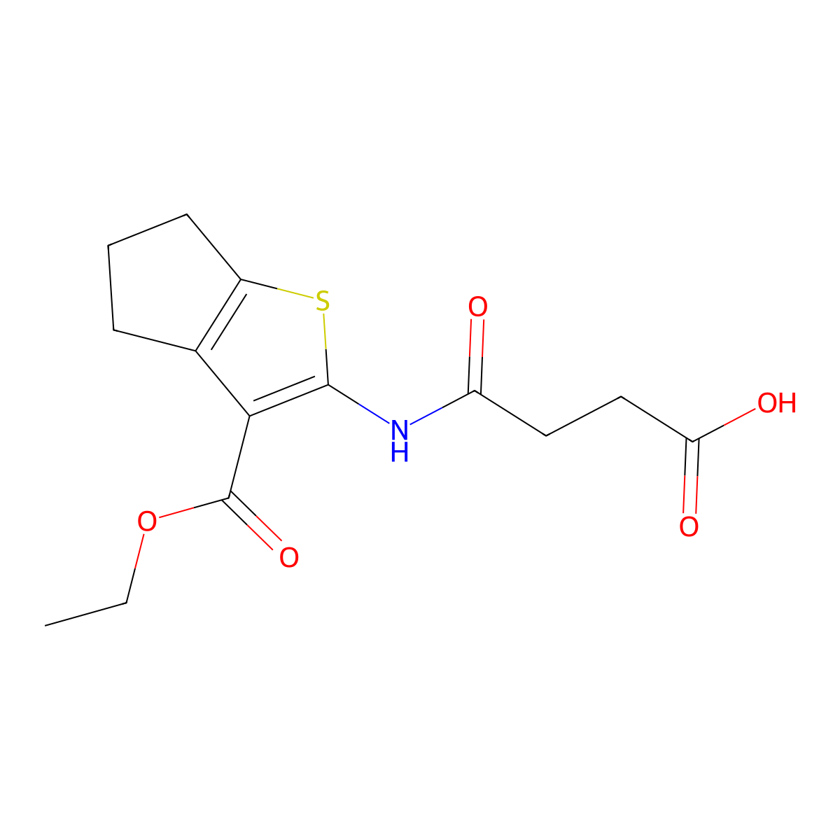 4-((3-(Ethoxycarbonyl)-5,6-dihydro-4H-cyclopenta[b]thiophen-2-yl)amino)-4-oxobutanoic acid molecular structure, CAS 314282-21-8