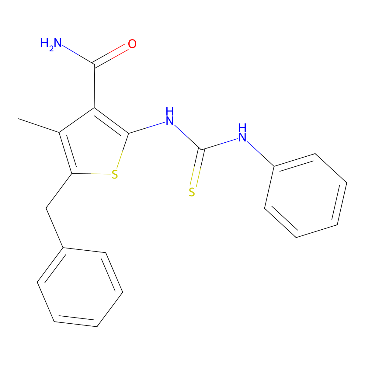 5-Benzyl-4-methyl-2-(phenylcarbamothioylamino)thiophene-3-carboxamide molecular structure, CAS 314282-38-7