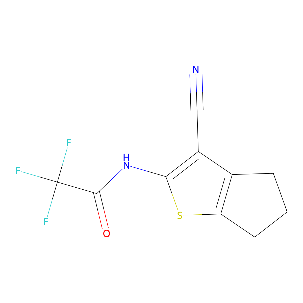 N-(3-cyano-5,6-dihydro-4H-cyclopenta[b]thiophen-2-yl)-2,2,2-trifluoroacetamide molecular structure, CAS 314282-42-3
