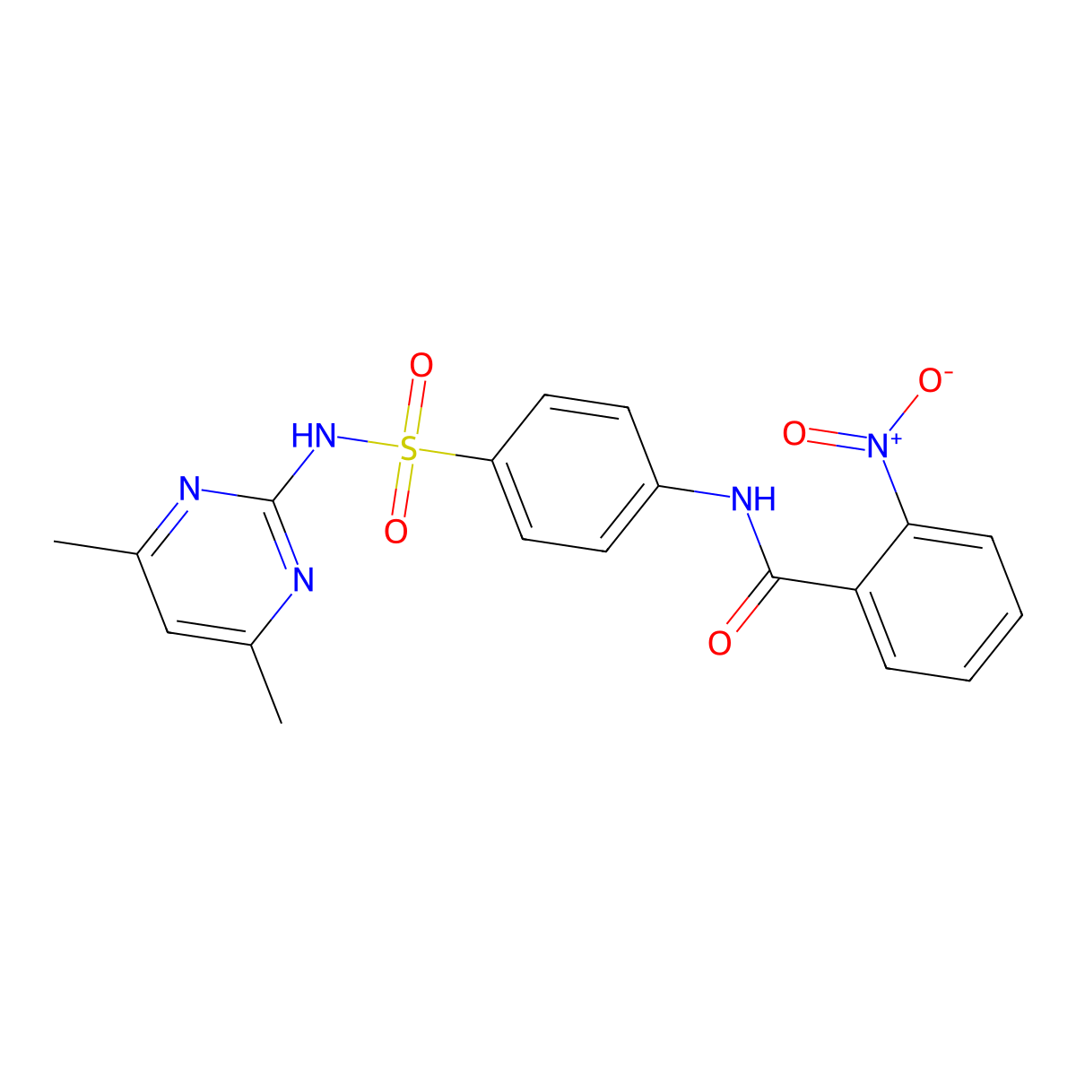 N-[4-[(4,6-dimethyl-2-pyrimidinyl)sulfamoyl]phenyl]-2-nitrobenzamide molecular structure, CAS 314282-83-2
