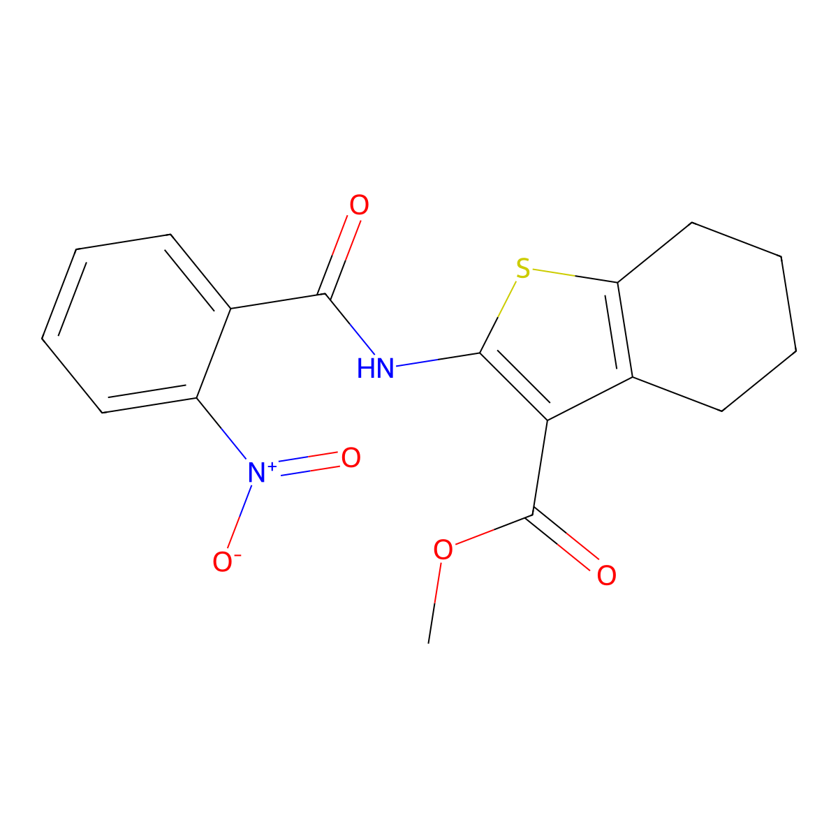 Methyl 2-({2-nitrobenzoyl}amino)-4,5,6,7-tetrahydro-1-benzothiophene-3-carboxylate molecular structure, CAS 314282-96-7