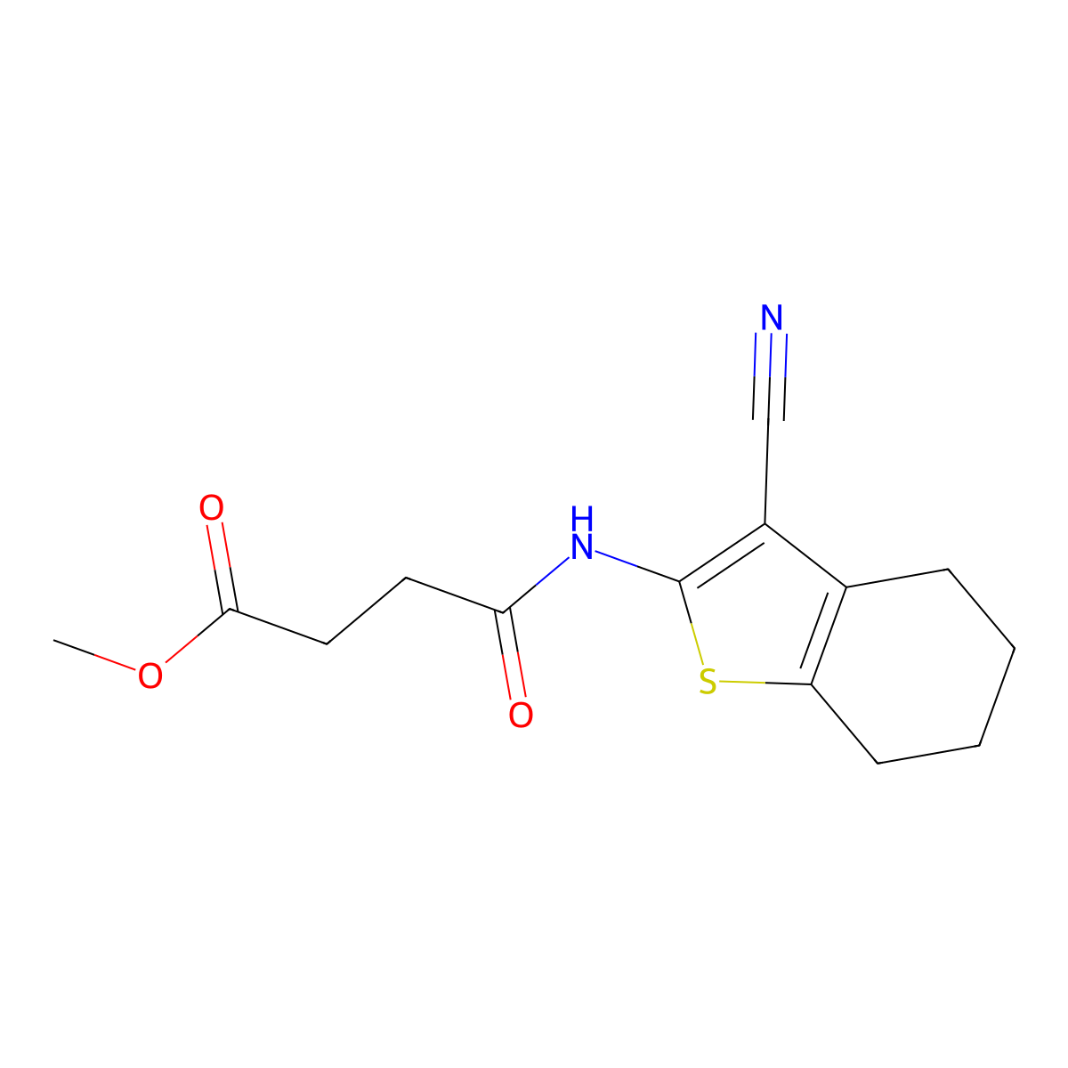 Methyl 4-[(3-cyano-4,5,6,7-tetrahydro-1-benzothiophen-2-yl)amino]-4-oxobutanoate molecular structure, CAS 314283-06-2