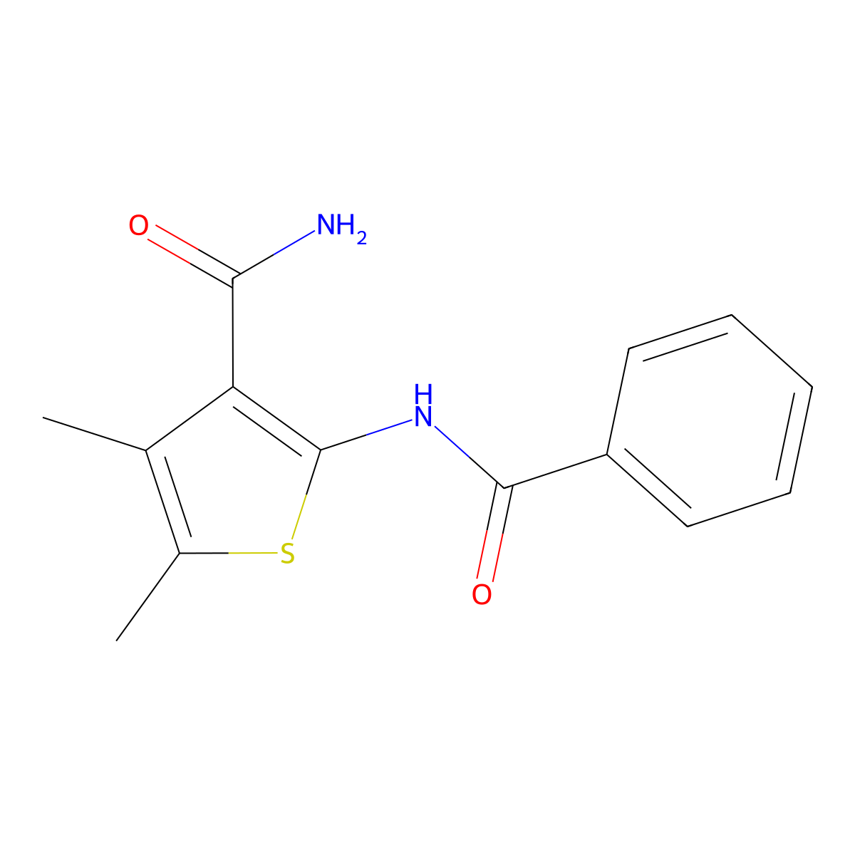 2-Benzamido-4,5-dimethylthiophene-3-carboxamide molecular structure, CAS 314284-10-1
