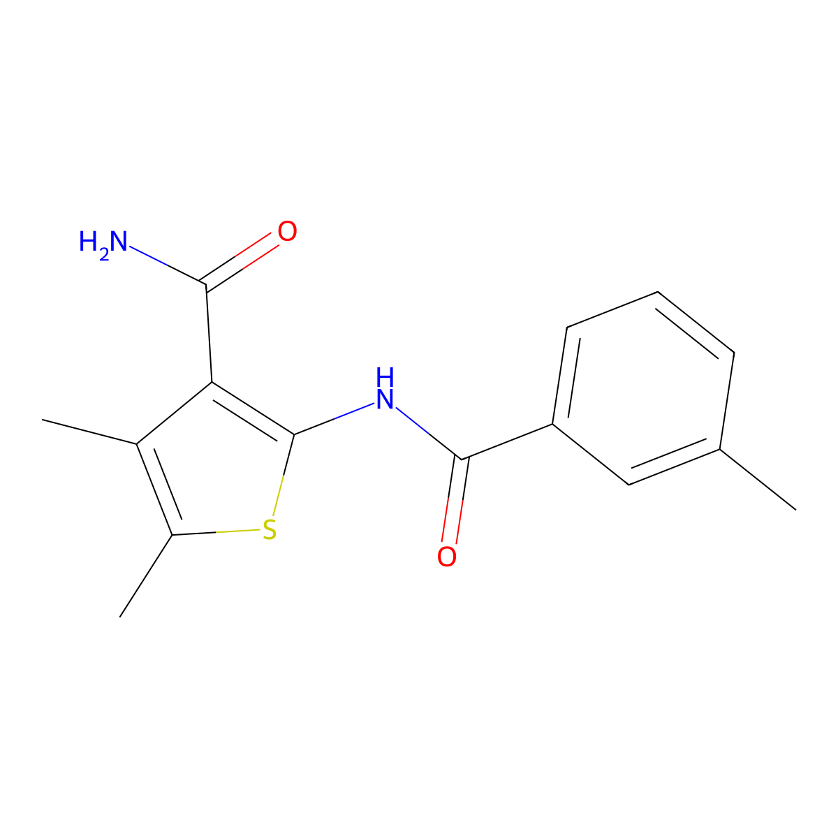 4,5-Dimethyl-2-[(3-methylbenzoyl)amino]thiophene-3-carboxamide molecular structure, CAS 314284-13-4