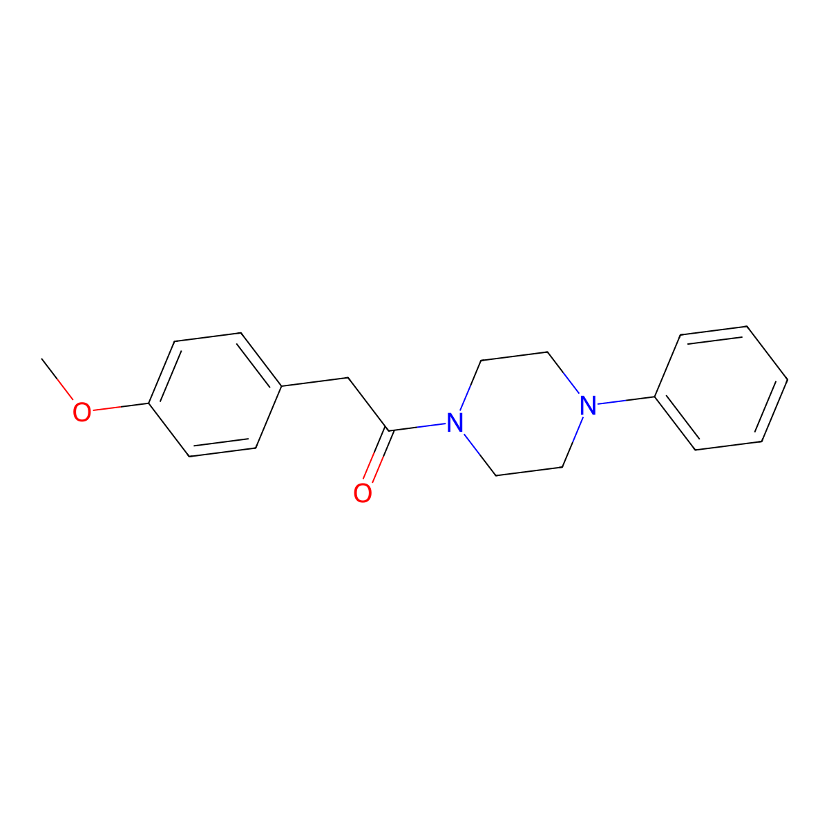 Ethanone, 2-(4-methoxyphenyl)-1-(4-phenyl-1-piperazinyl)- molecular structure, CAS 314284-28-1