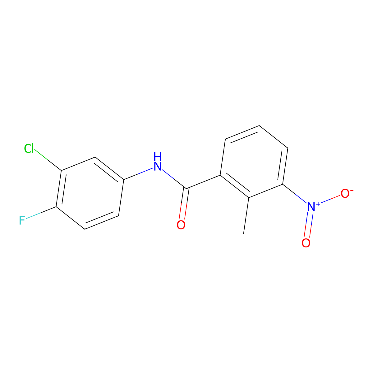 N-(3-chloro-4-fluorophenyl)-2-methyl-3-nitrobenzamide molecular structure, CAS 314284-30-5