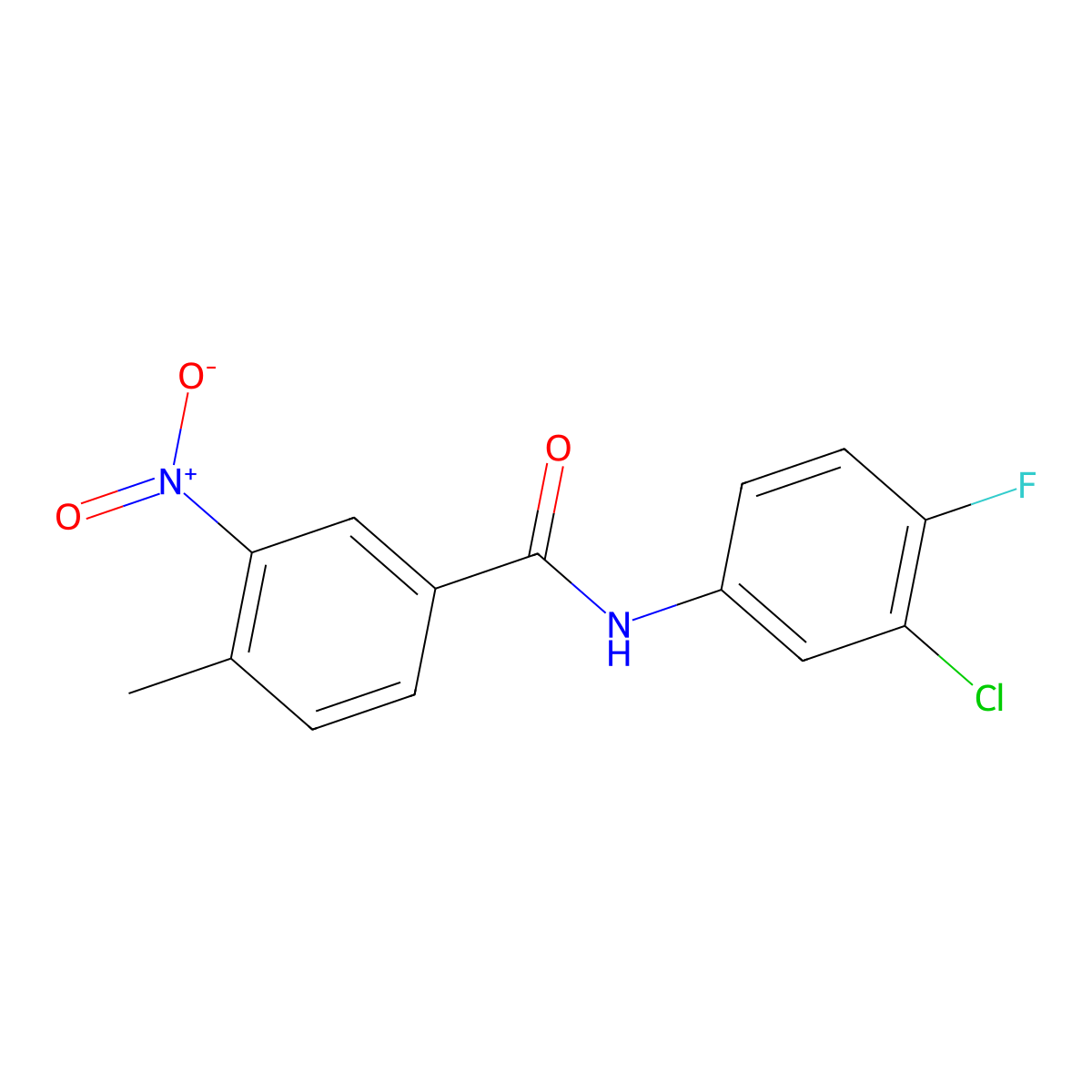 N-(3-chloro-4-fluorophenyl)-4-methyl-3-nitrobenzamide molecular structure, CAS 314284-41-8