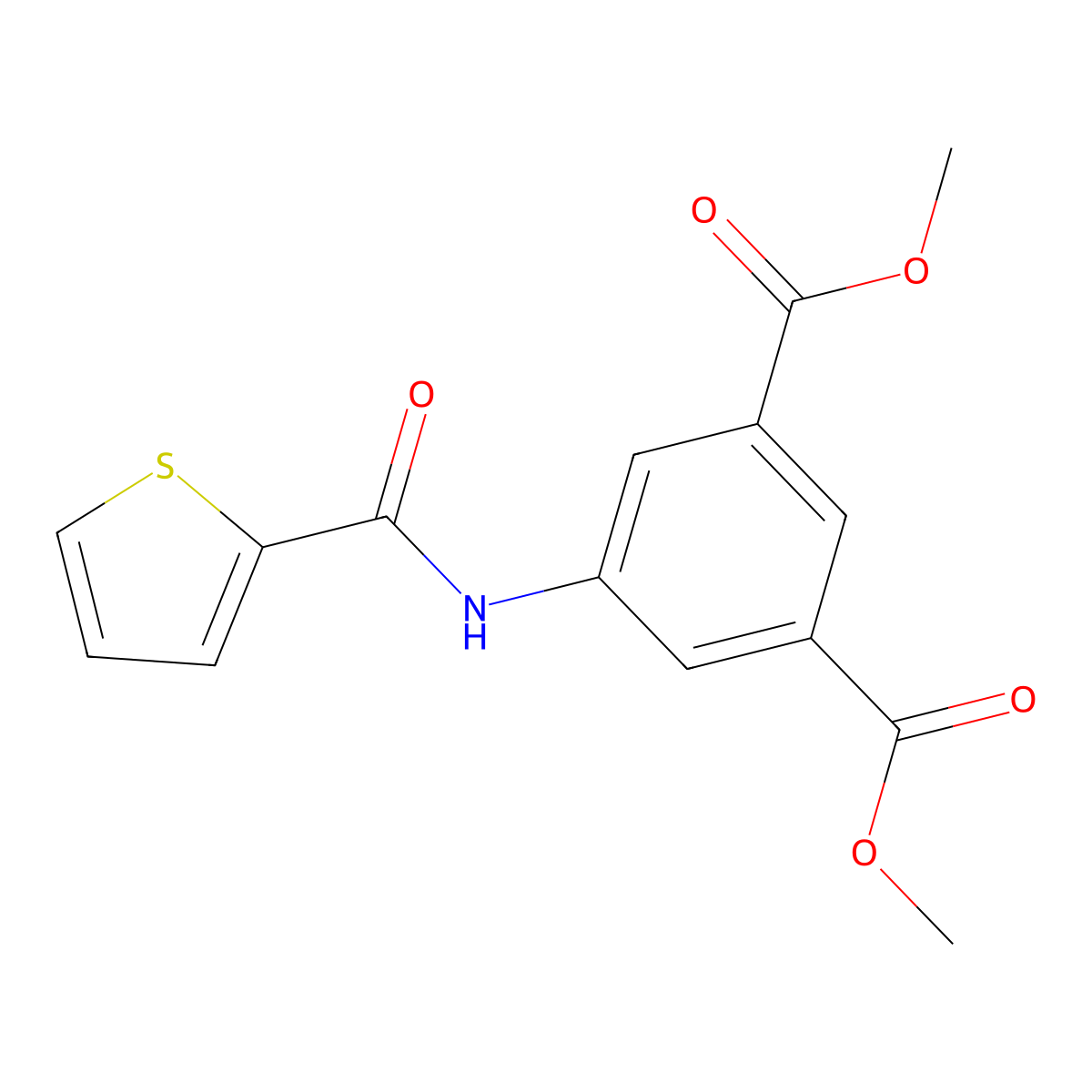 1,3-Dimethyl 5-(thiophene-2-amido)benzene-1,3-dicarboxylate molecular structure, CAS 314284-47-4