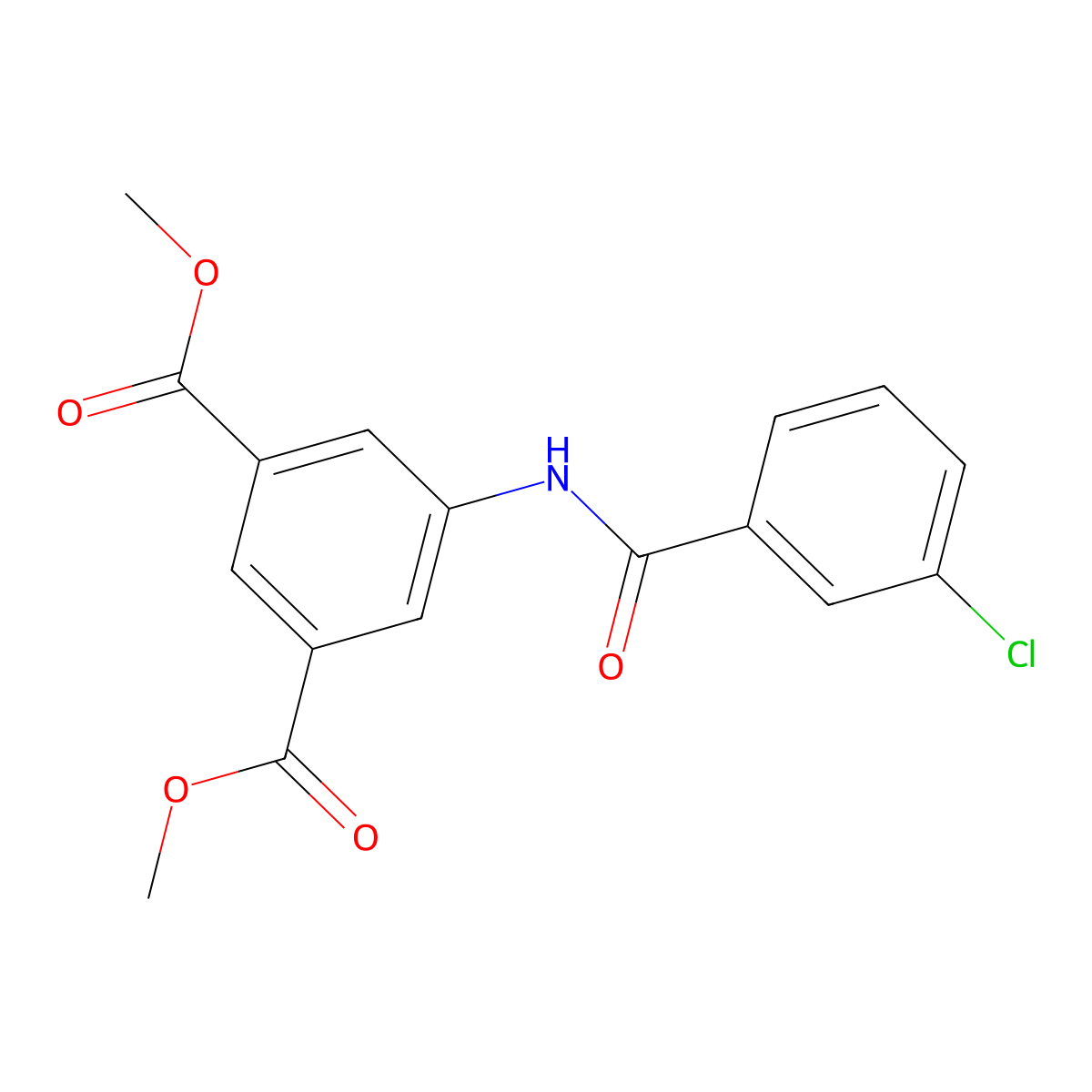 Dimethyl 5-[(3-chlorobenzoyl)amino]isophthalate molecular structure, CAS 314284-51-0