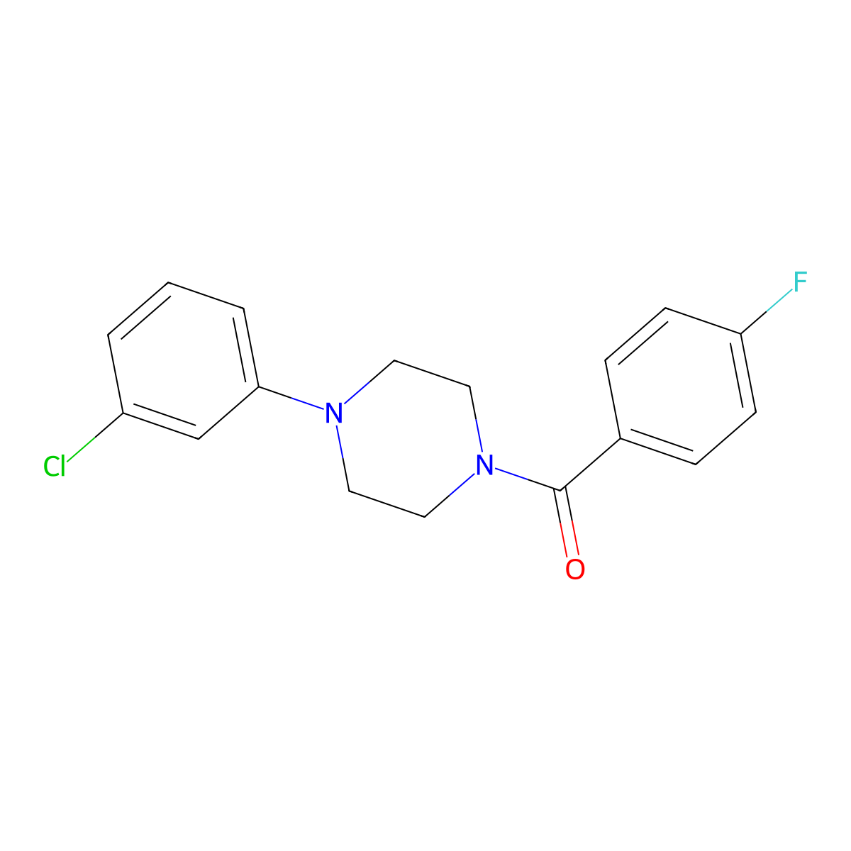 1-(3-Chlorophenyl)-4-(4-fluorobenzoyl)piperazine molecular structure, CAS 314284-54-3