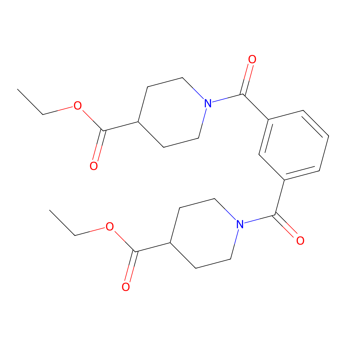 Ethyl 1-[3-(4-ethoxycarbonylpiperidine-1-carbonyl)benzoyl]piperidine-4-carboxylate molecular structure, CAS 314284-55-4