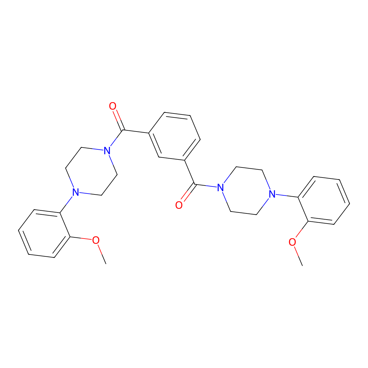 [3-[4-(2-Methoxyphenyl)piperazine-1-carbonyl]phenyl]-[4-(2-methoxyphenyl)piperazin-1-yl]methanone molecular structure, CAS 314284-58-7